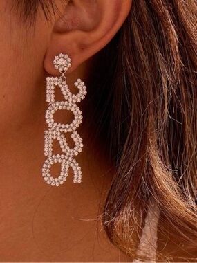 Target Sparkling Letter Drop Earrings — Silver